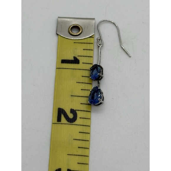 Vintage A.T.R. Jewelry 925 Sterling Silver Signed Tear Drop Earrings Blue Stone - Picture 4 of 12